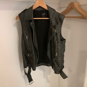 Faux leather biker style vest from Topshop